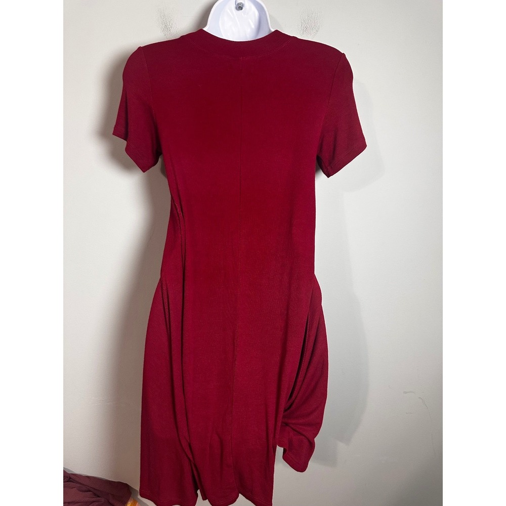 American Eagle Red Ribbed Bodycon Mini Dress Short Sleeve Crew Neck Small